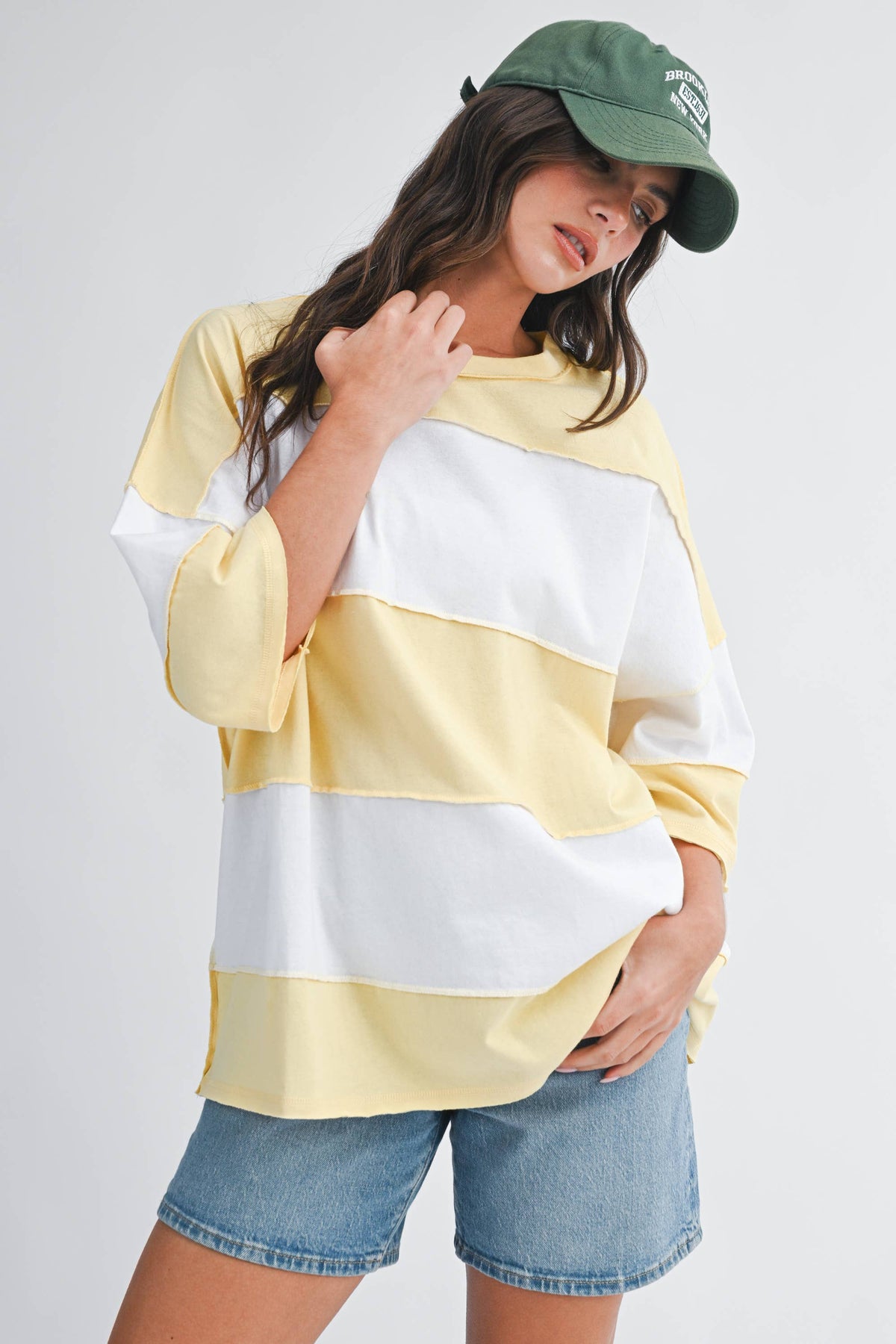 Color Block Oversized Tee - Butter Yellow