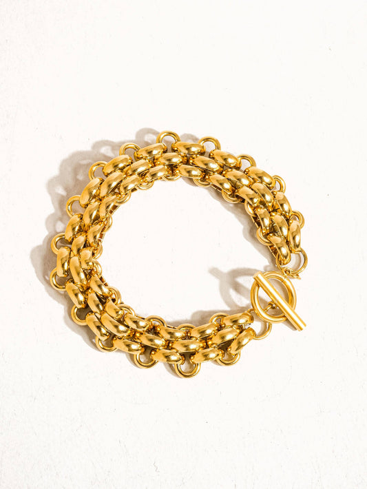 Donni 18K Gold Non-Tarnish Bold Weave Bracelet: Yellow Gold