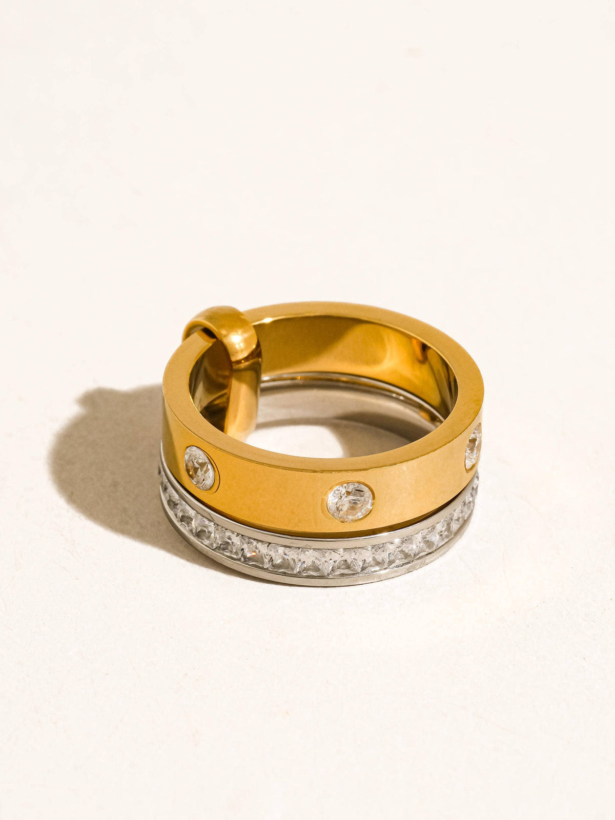Greyson 18K Gold Non-Tarnish Two-Tone Crystal Band Ring: Multi-Colored / 7