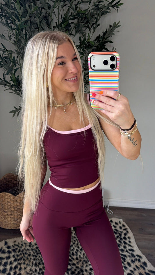Double Take LEGGINGS - Burgundy Blush
