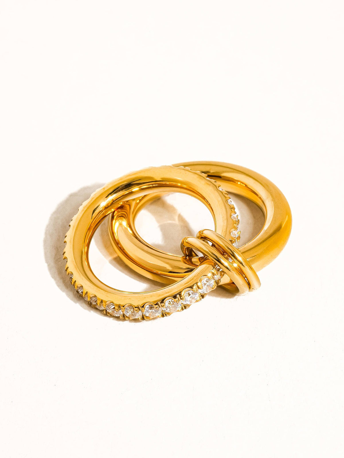 Justine 18K Gold Non-Tarnish CZ Double Hoop Ring: Yellow Gold / 7