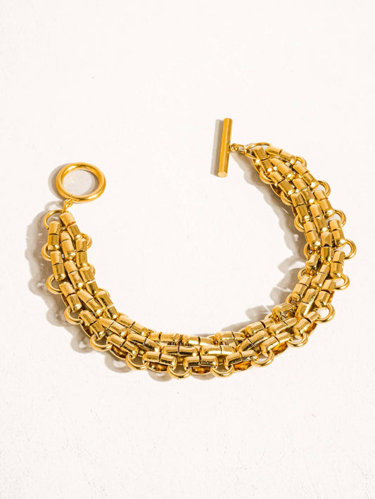 Donni 18K Gold Non-Tarnish Bold Weave Bracelet: Yellow Gold
