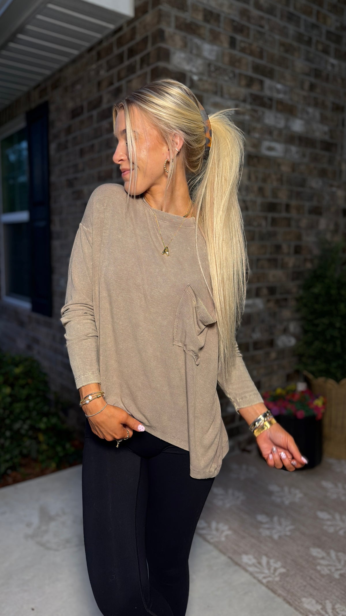 Washed Dolman Top - Ash Mocha