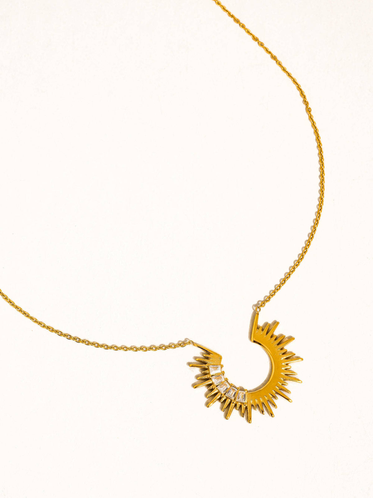 Solange 18K Gold Non-Tarnish Sunburst CZ Necklace: Yellow Gold