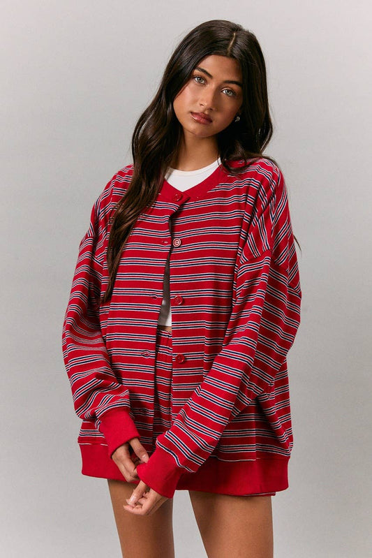 Striped Button Down - Red