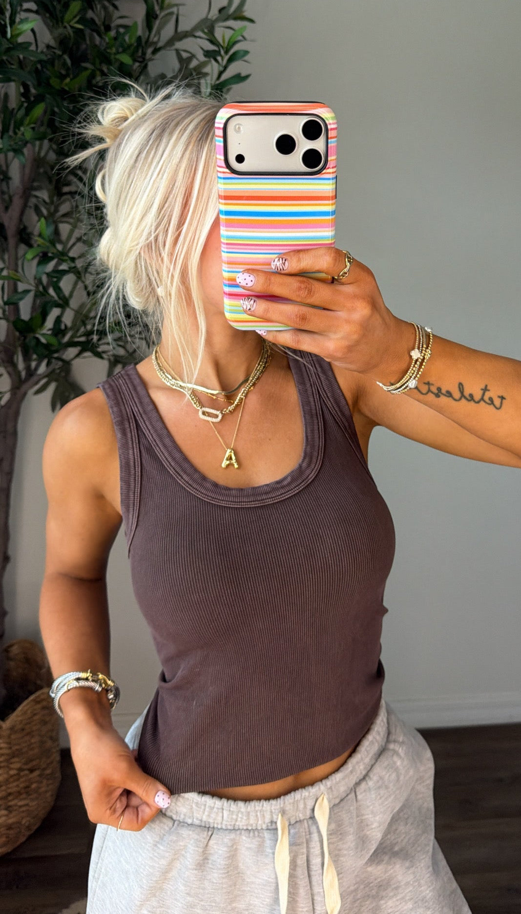 Reversible Ribbed Tank - Vintage Fudge