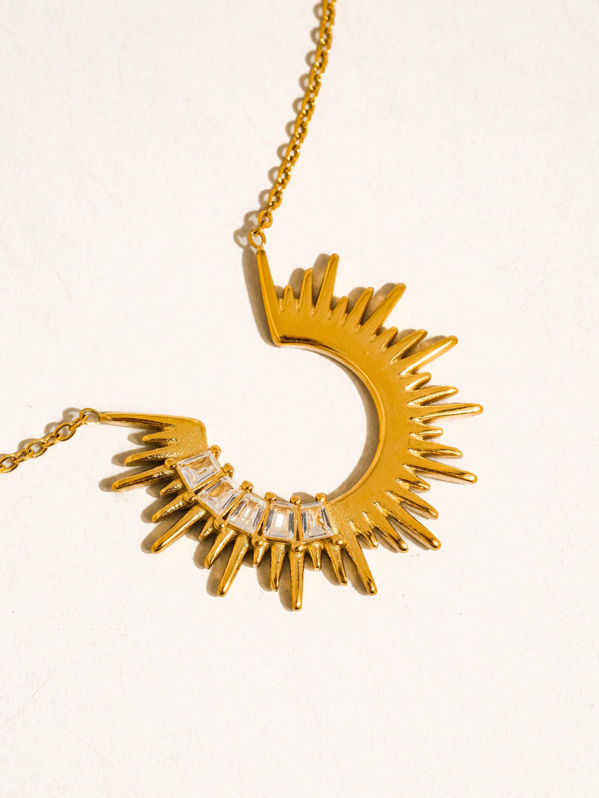 Solange 18K Gold Non-Tarnish Sunburst CZ Necklace: Yellow Gold