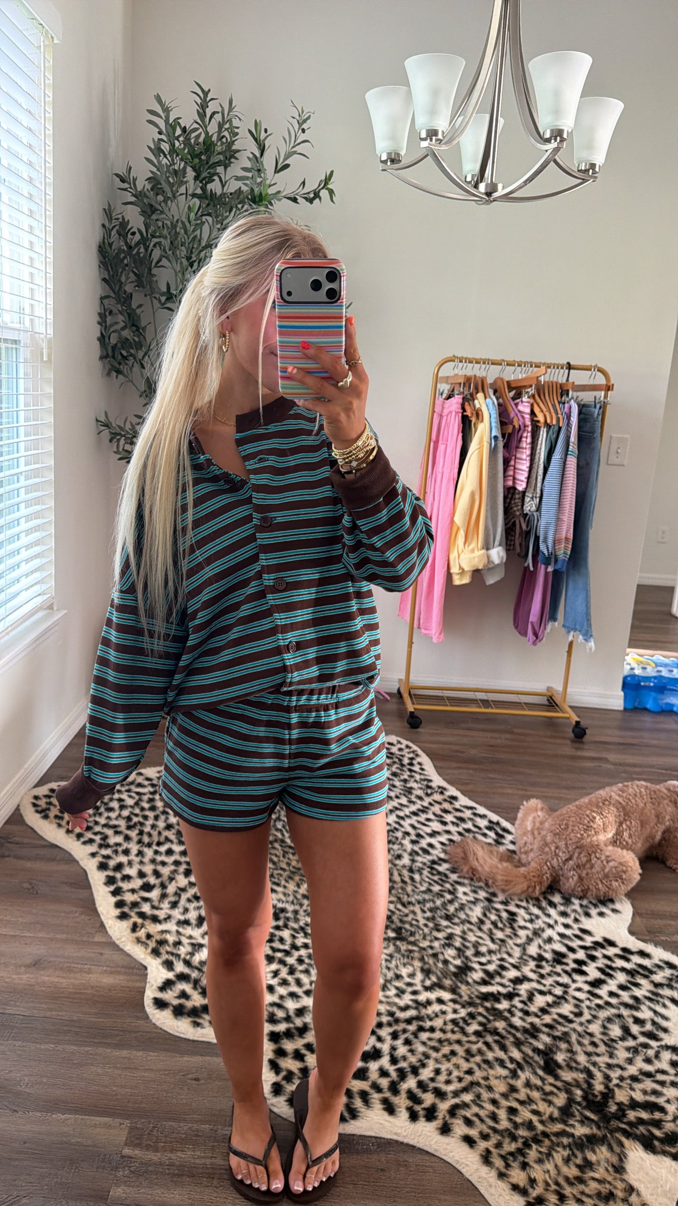 Retro Stripe Shorts - Brown