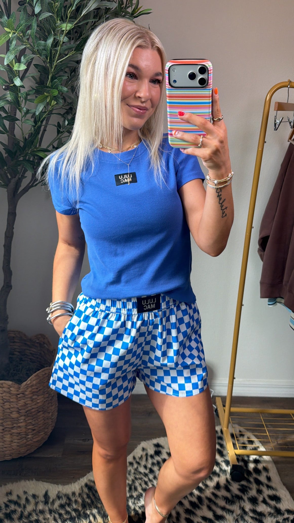 Blue Check Boxer Shorts