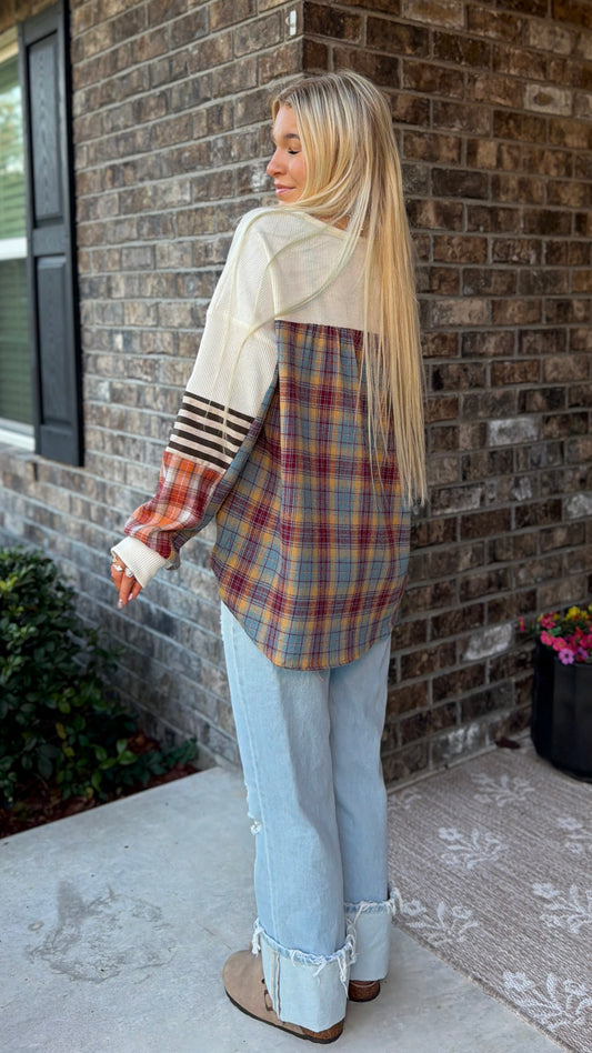 Waffle Stripe Henley