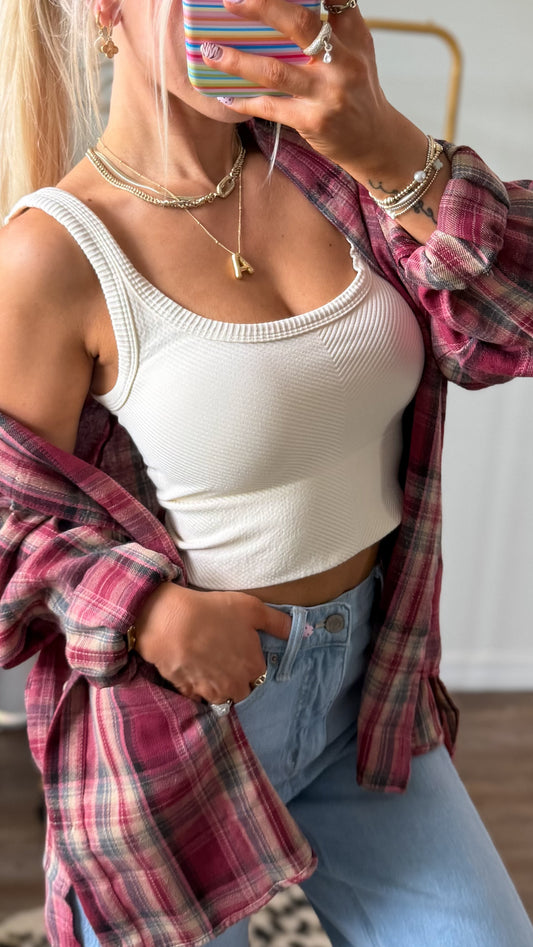 Essential Chevron Tank - Butter Cream