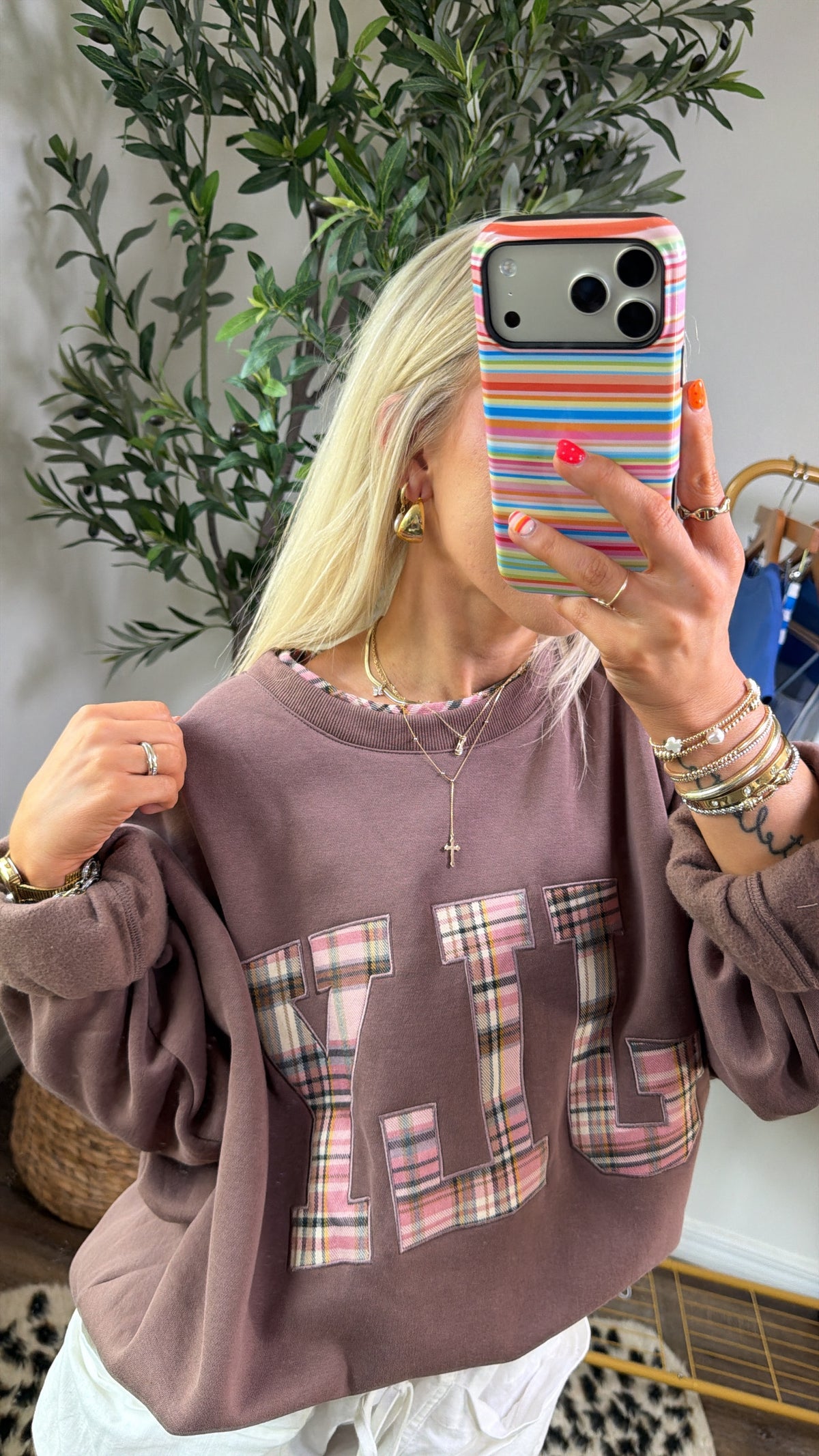 JLY Checkered Sweatshirt