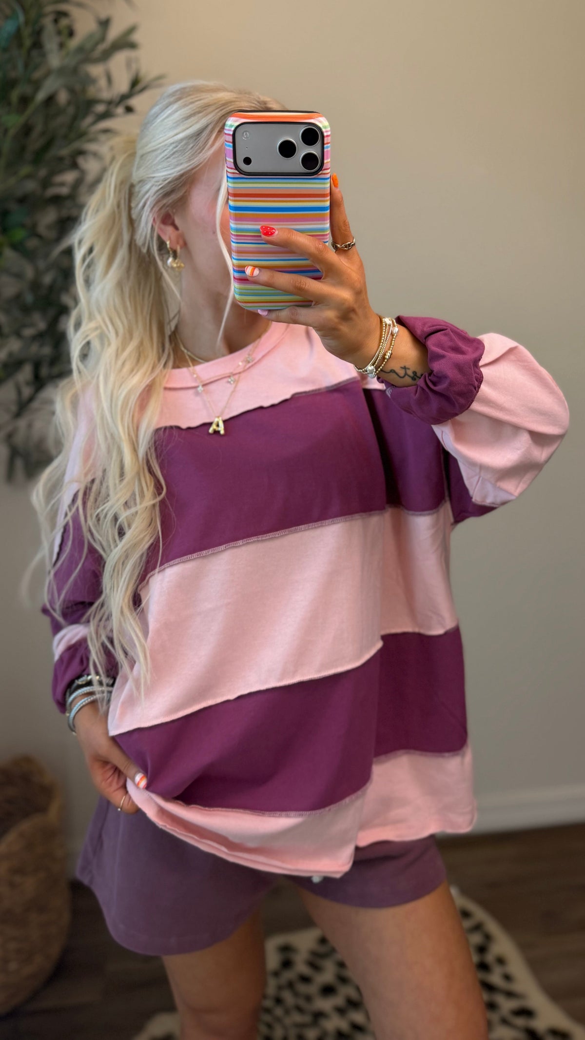 Oversized Color Block Pullover