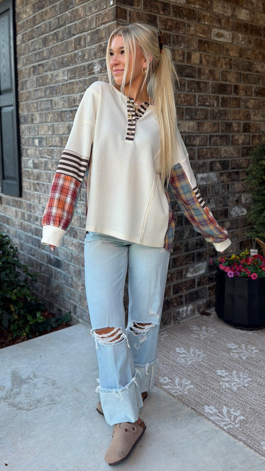 Waffle Stripe Henley