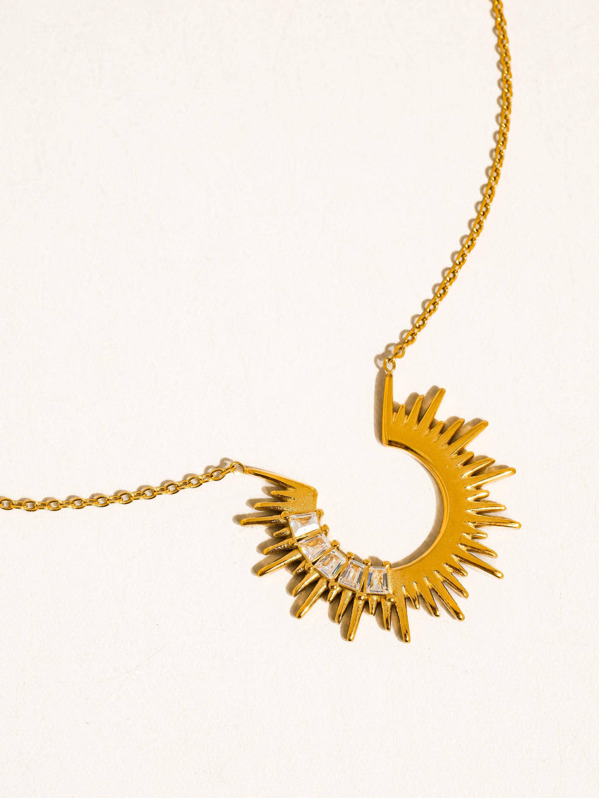 Solange 18K Gold Non-Tarnish Sunburst CZ Necklace: Yellow Gold