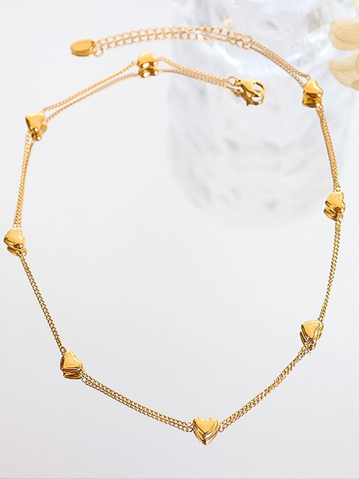 Vivre 18K Gold Non-Tarnish Petite Heart Bracelet, Necklace: Yellow Gold / Bracelet